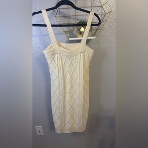 Say What? Cream Ribbed Sleeveless Mini Dress